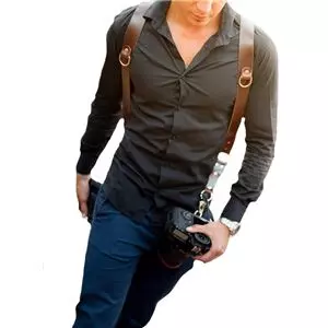 PhotoBelts M רצועת עור (חום כהה) כפולה