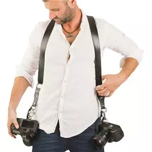 PhotoBelts M רצועת עור (שחור) כפולה
