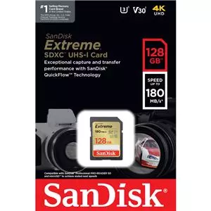 SANDISK SD128 180mbs Extreme UHS-I SDXC