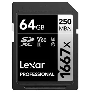 LEXAR SD64 250mbs V60 X1667