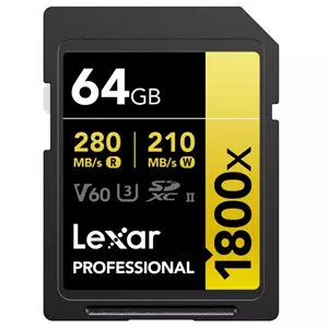 LEXAR SD64 180mbs V60 X1800