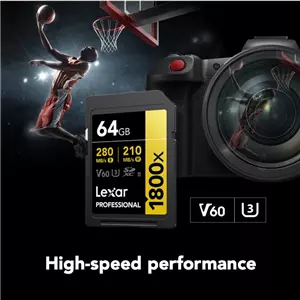 LEXAR SD64 180mbs V60 X1800