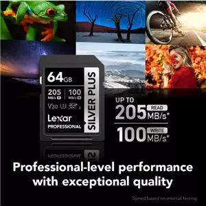 LEXAR SD64 100mbs V30 silver plus