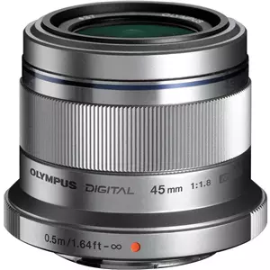 עדשת אולימפוס Olympus micro 4/3 lens M.Zuiko Digital 45mm f/1.8 - Silver