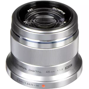 עדשת אולימפוס Olympus micro 4/3 lens M.Zuiko Digital 45mm f/1.8 - Silver