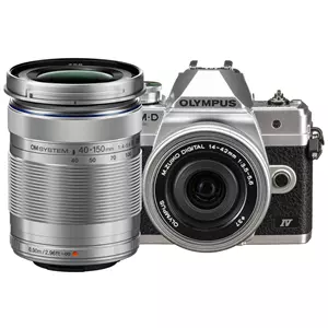 מצלמה חסרת מראה אולימפוס Olympus OM-D E-M10 Mark IV + 14-42 + 40-150 - Silver - קיט